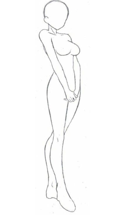 a drawing of a woman's body with her hands on her hips and legs crossed