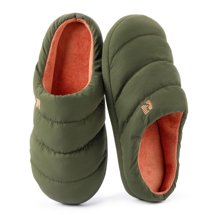 PRICES MAY VARY. Like mini-down jackets for your feet, these slippers provide insulated warmth from inside the house to the campground Sturdy rubber sole protects your feet against hard ground, with anti-skid traction preventing slips and falls Memory foam cushioning alleviates stress from your tired feet after a long hike or simply coming home from work Soft microfiber lining comforts your feet with or without socks on, wicks away moisture to keep the interior sweat-free and odorless Machine wa Green Outdoor Slip-on Slippers, Green Slip-on Outdoor Slippers, Green Outdoor Slippers With Round Toe, Non-slip Synthetic Slippers For Outdoor Use, Non-slip Slip-on Slippers For Outdoor Activities, Outdoor Non-slip Synthetic Slippers, Green Round Toe Outdoor Slippers, Comfortable Outdoor Synthetic Slippers, Outdoor Winter Slippers With Round Toe