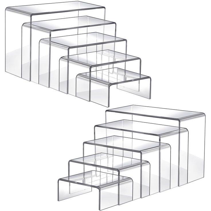 three clear acrylic side tables stacked on top of each other