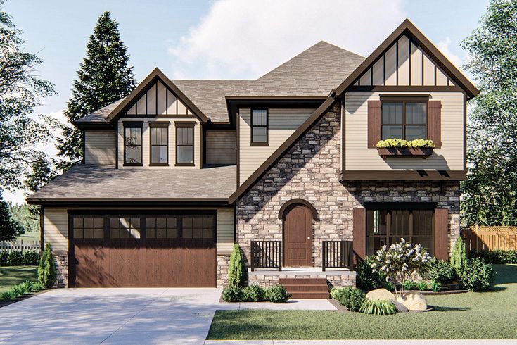 this is an artist's rendering of a two - story house