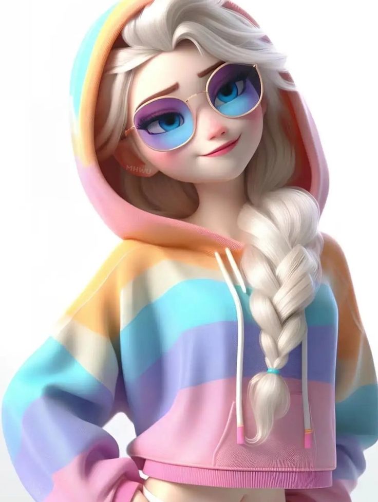 a digital painting of a girl wearing sunglasses and a hoodie with braids in her hair