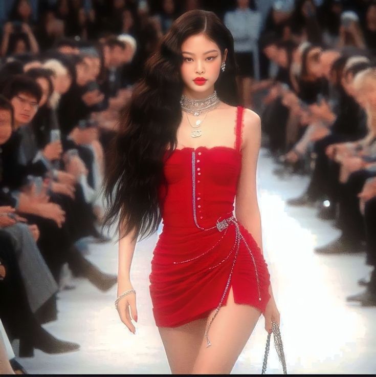 Jennie Kim Outfits Dress, Black Pink Fashion Style, Premier Outfits Red Carpets, Jennie Red Outfit, The Oscars Outfits, Red Performance Outfits, Jennie Dress, Jennie Outfits, Blackpink Clothes