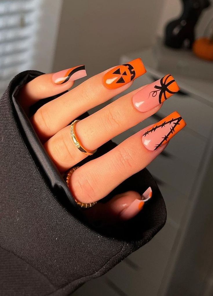 Ongles Halloween, Black Halloween Nails, Holloween Nails, Halloween Nails Easy, Halloween Acrylic, Cute Halloween Nails, Halloween Acrylic Nails, Pumpkin Nails, October Nails