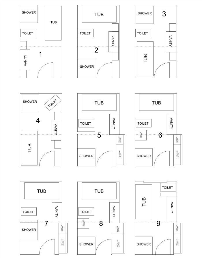 the floor plan for an apartment with two bathrooms and three bedroom apartments in each unit