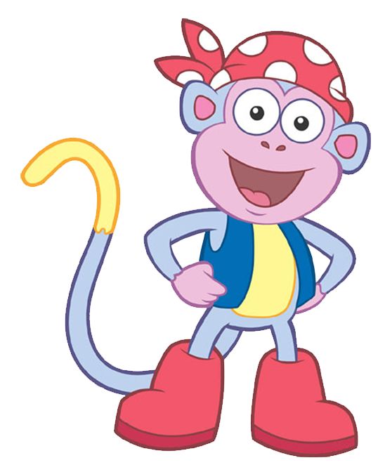 a cartoon monkey with a red hat and blue overalls, standing in front of a white background