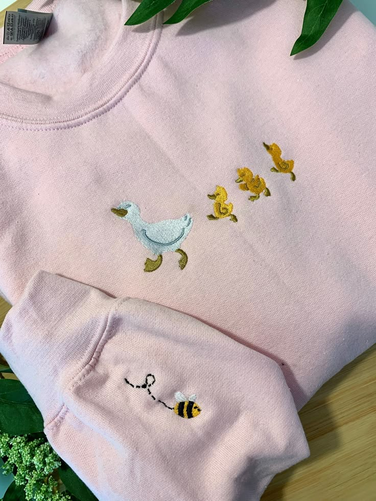 Marching Ducks Embroidered Sweatshirt | Duck Sweatshirt | Cute Duck Sweater Duck Sweater, Duck Sweatshirt, Stitch Sweatshirt, Cute Duck, Duck Cloth, Sweatshirt Cute, Rainbow Stickers, Embroidered Sweater, Embroidered Sweatshirt