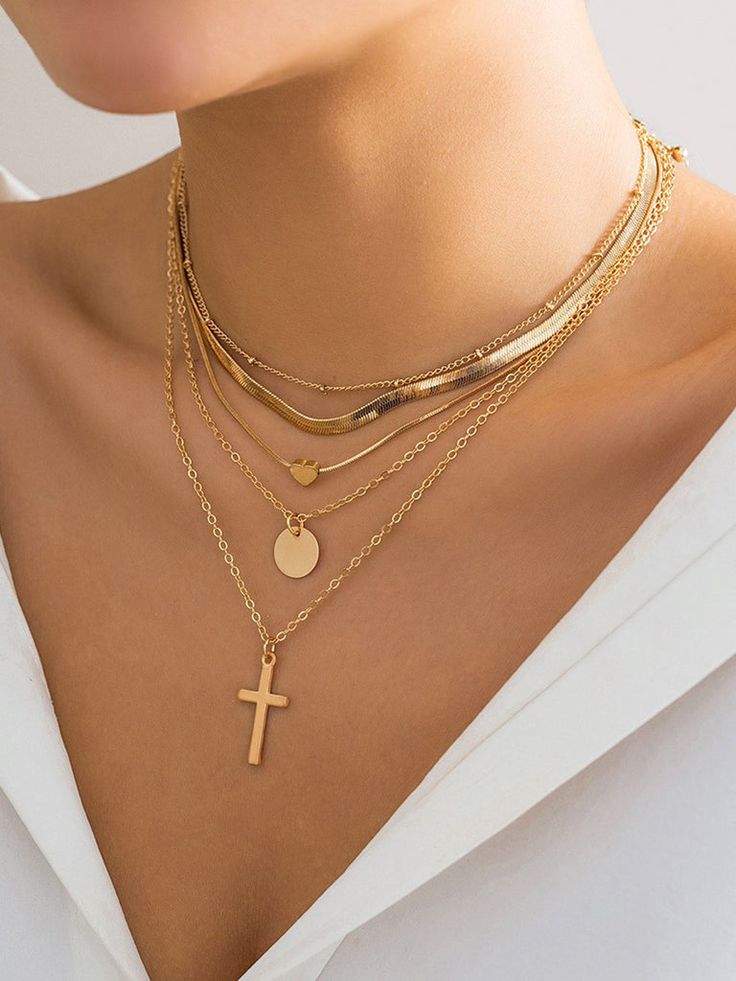 Necklace Combo, Neck Accessories, Christmas Gifts For Girlfriend, Neck Choker, Layered Fashion, Neck Jewellery, Christian Jewelry, Pendant Design, Chain Choker