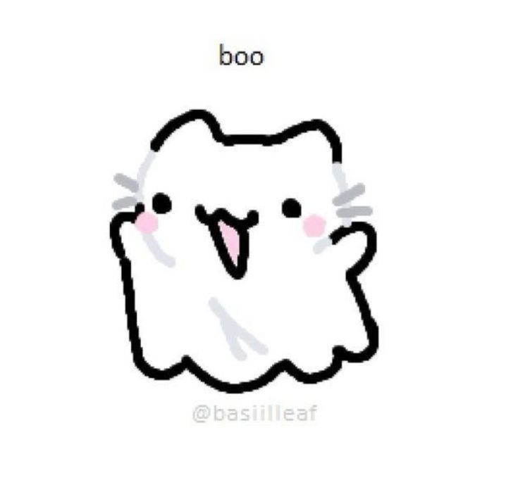 a drawing of a cat with the words boo on it's face and eyes