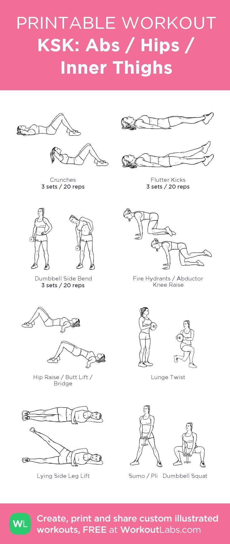 the printable workout poster shows how to do an exercise with your hands and feet