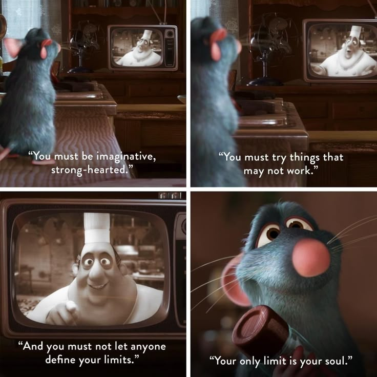 an animated mouse is on the television screen and it says, you must be trying to stop