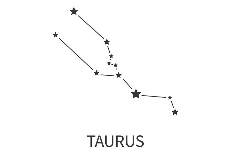 taurus zodiac sign with stars on white background