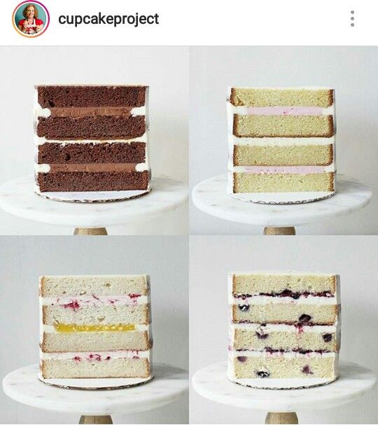 four different layers of cake sitting on top of each other