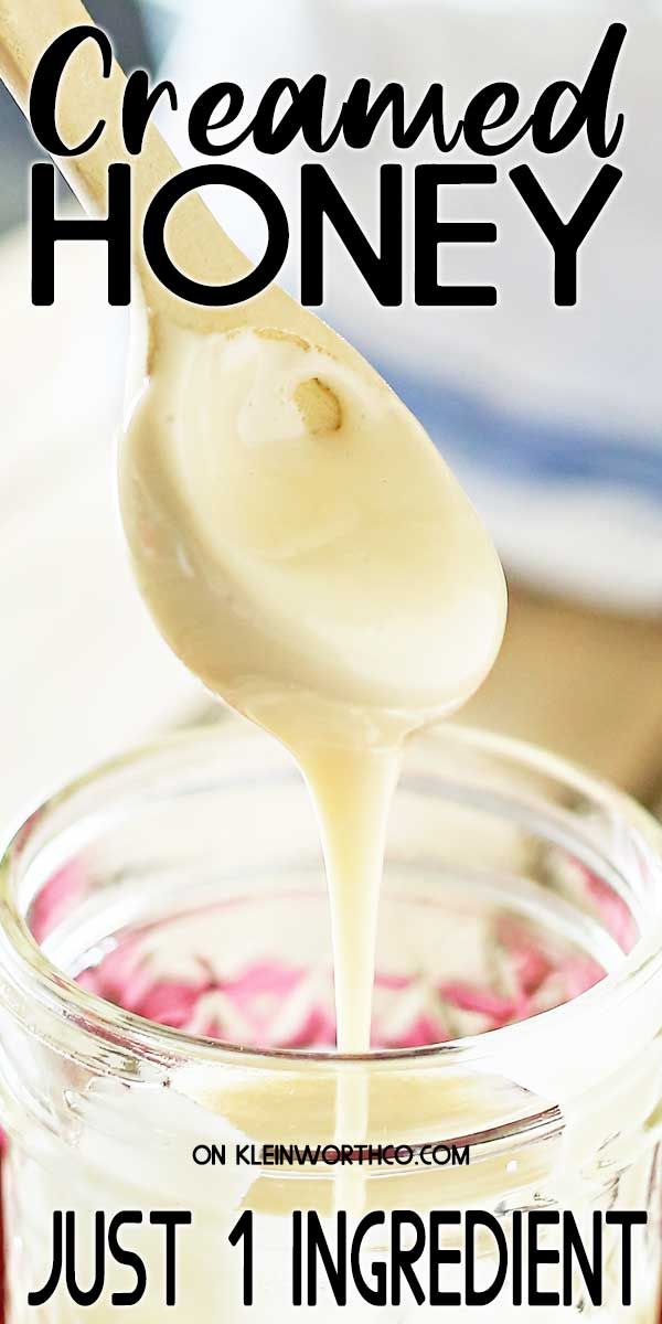 a spoon full of honey being drizzled over it with the words just 1 ingredient