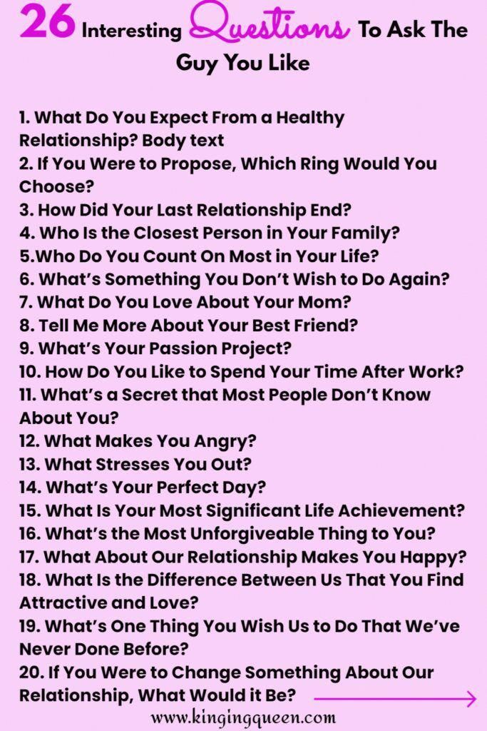 26 powerful and important questions to ask a guy that you like and want to be with before you take plunge into a relationship with him What To Ask When Getting To Know Someone, Questions To Ask Before Getting Into A Relationship, Talking Stage Relationship Questions, Bold Questions To Ask A Guy, Questions To Ask Yourself Before Dating, Things To Ask To Get To Know A Guy, Questions To Ask Potential Boyfriend, Things To Ask When Getting To Know A Guy, Questions To Ask Him To Get To Know Him