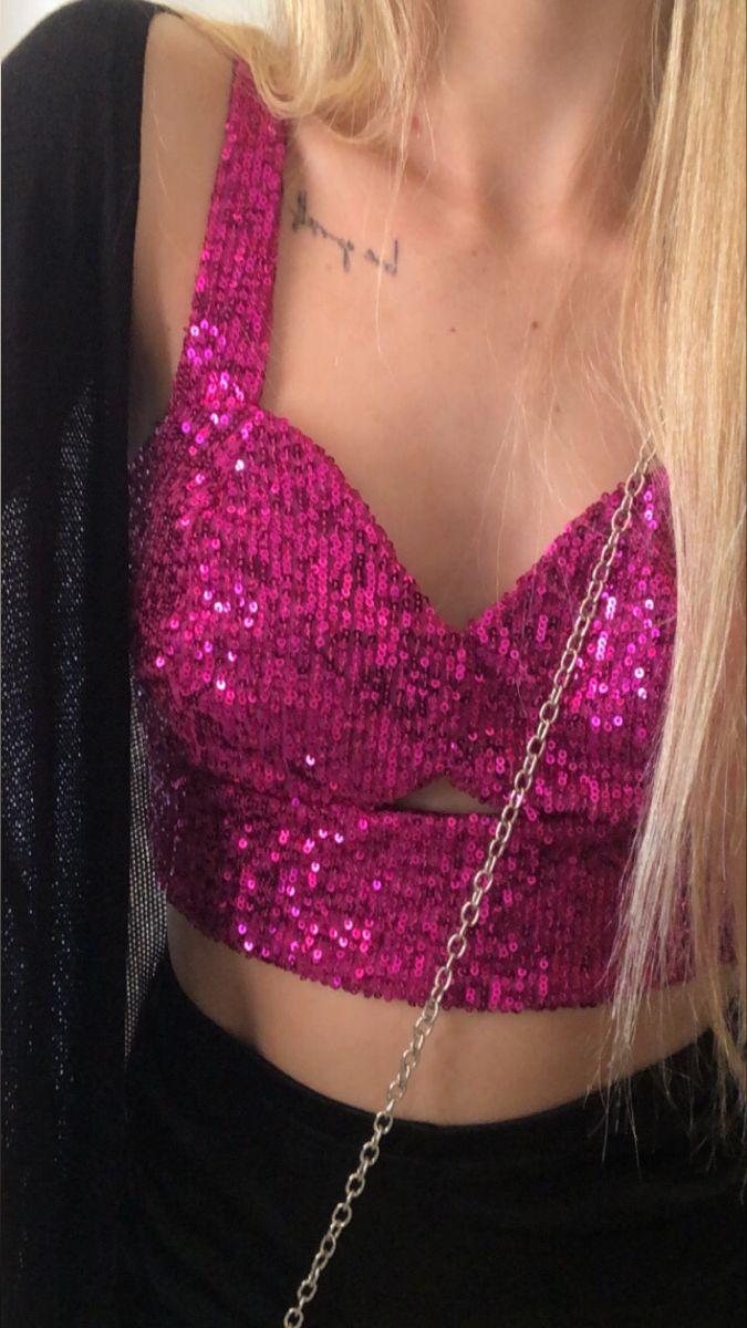 Hot Pink Sparkly Top, Pink Sparkly Top Outfit, Pink Sequin Top Outfit, Top Brillo, Sparkly Top Outfit, Glitter Tops Outfit, Pink Glitter Top, Pink Sparkly Top, Top Brillante