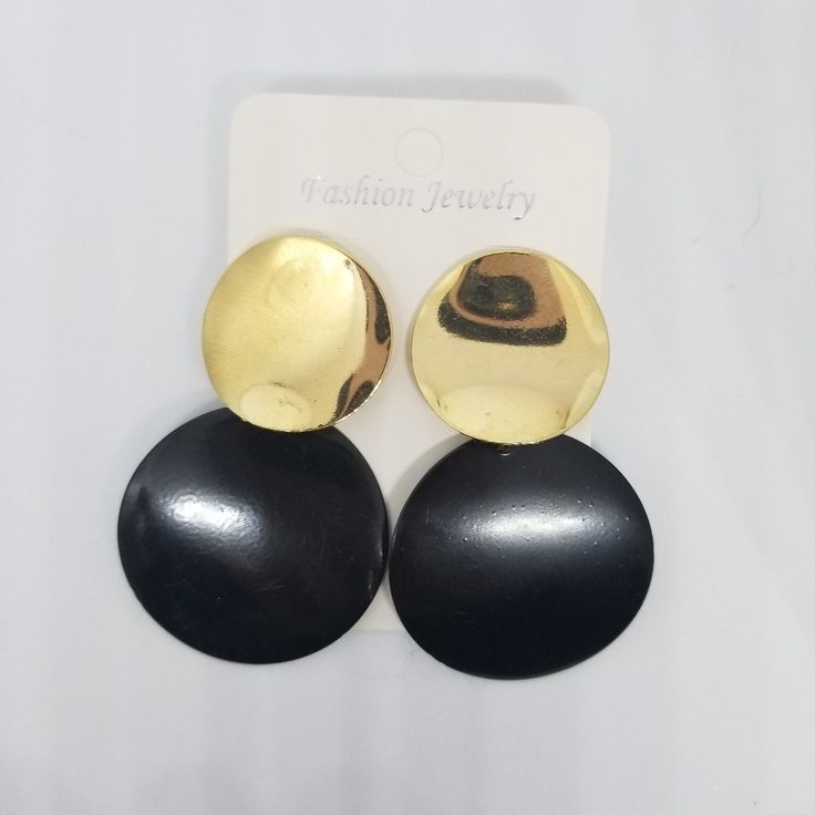 Trendy Mod Modern Retro Fun Earrings - Two Black And Gold Circles. Stud Post Back.These Dangle And Sparkle. Statement Look. Lightweight! Perfect With An Lbd (Little Black Dress) Or Jeans And A Top. Never Worn, Brand New! Bundle For A Discount Or Make Me An Offer! Jewelry Black, Fun Earrings, Modern Retro, Black And Gold, Statement Earrings, Circles, Little Black Dress, Black Dress, Jewelry Earrings