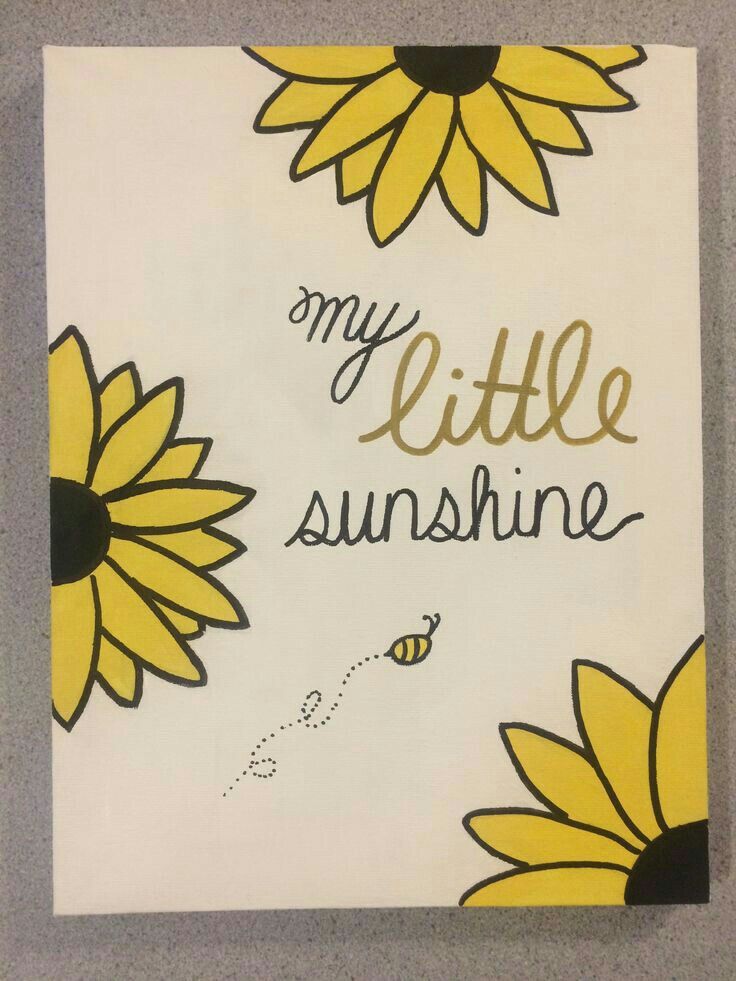 a card with sunflowers and the words my little sunshine written on it in gold ink