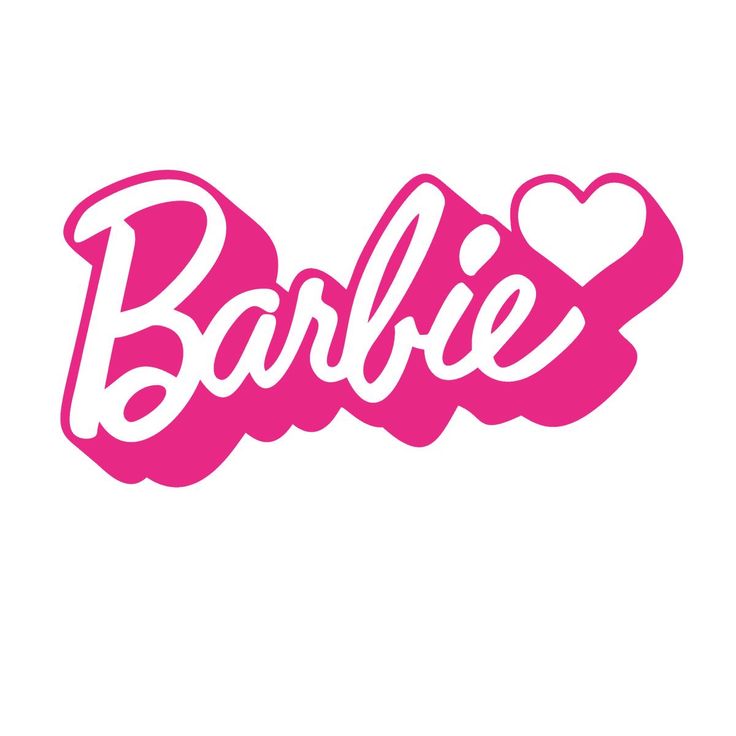 the word barbie written in pink on a white background