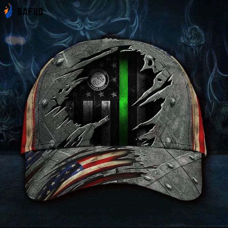 The U.S Marine Corps Green Line Hat is the epitome of timeless style and unwavering honor. This 3D printed vintage American Flag Hat, Marine Veteran, Military Pride, Military Honor, Police Gifts, Army Cap, Hunting Hat, Flag Hat, Hunting Gifts