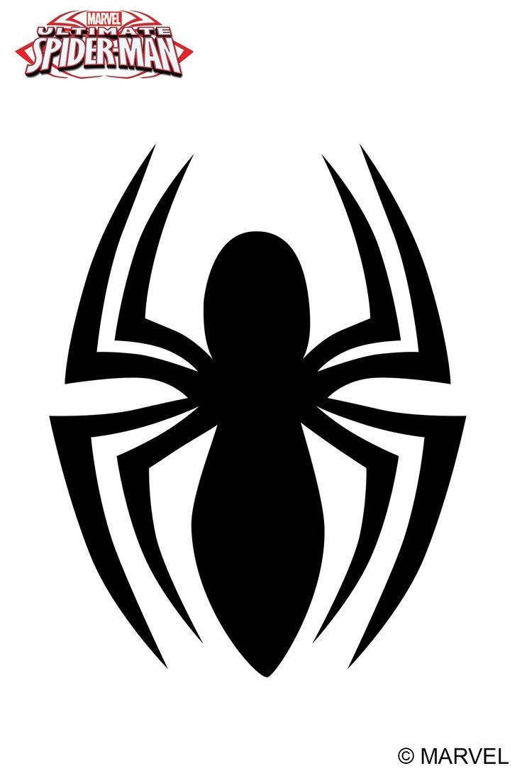 the spiderman logo is shown in black and white