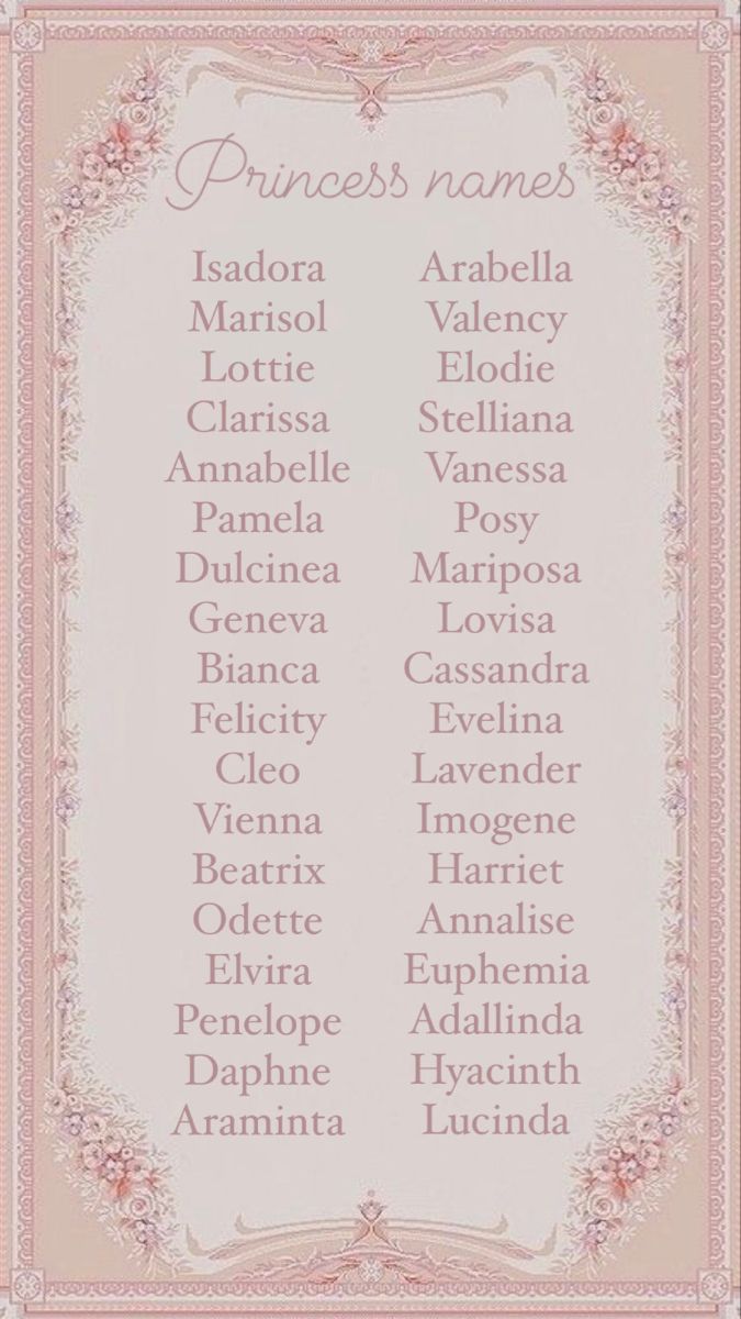 Princess girl names. Girly girl names. Feminine character names. Girly Girl Names, Princess Names, Feminine Names, Sweet Baby Names, Writing Inspiration Tips, Best Character Names, Fantasy Names, Aesthetic Names