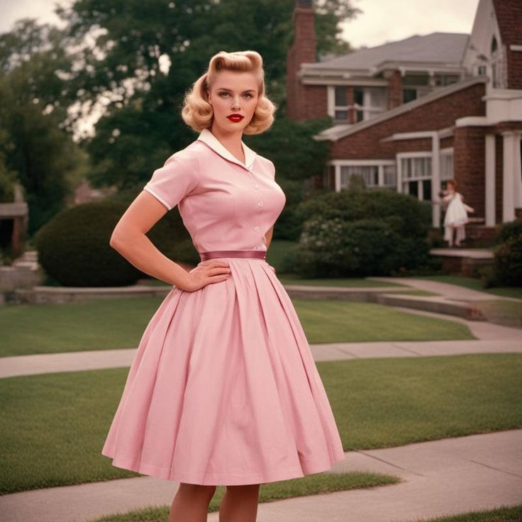 The Stepford Doll 50s Housewife Outfit, Stepford Wife Aesthetic, 50s Housewife Aesthetic, Stepford Wife Dress, 1950s Housewife Fashion, Housewife Fashion, 50s Housewife Dress, 50's Housewife, Stepford Wives