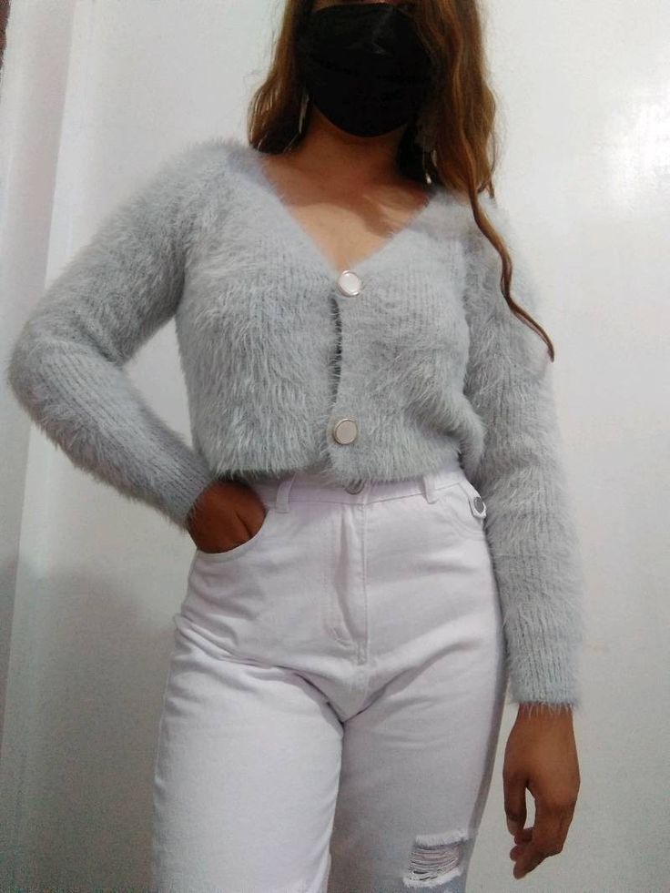 PRODUCT LINK https://shopee.ph/product/660773383/14765920128?smtt=0.421123066-1656065360.9 Pullovers Outfit, Fur Cardigan, Cardigan Outfit, Pullover Outfit, Grey Cardigan, Crop Shirt, Blue Grey, Outfit Ideas, Turtle Neck