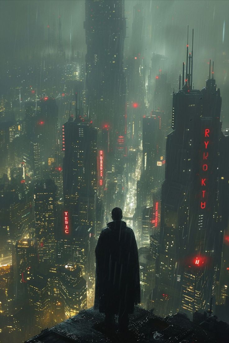 darkness, hunter schafer, city, street, urban, light, business, downtown, abstract, skyscraper, man, art, rain, architecture, wear Scenes And Spaces, Cyberpunk Book Cover, Modern Dystopia, Retro Sci Fi Aesthetic, Blade Runner 2049 Aesthetic, Blade Runner Aesthetic, Rain Architecture, Blade Runner City, Blade Runner 2049 Wallpaper