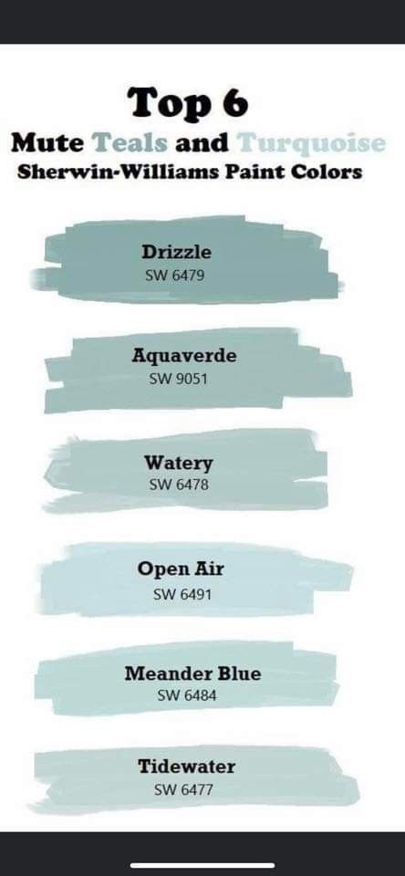 the top 6 paint colors for sherylin williams's paint colors, including blue and