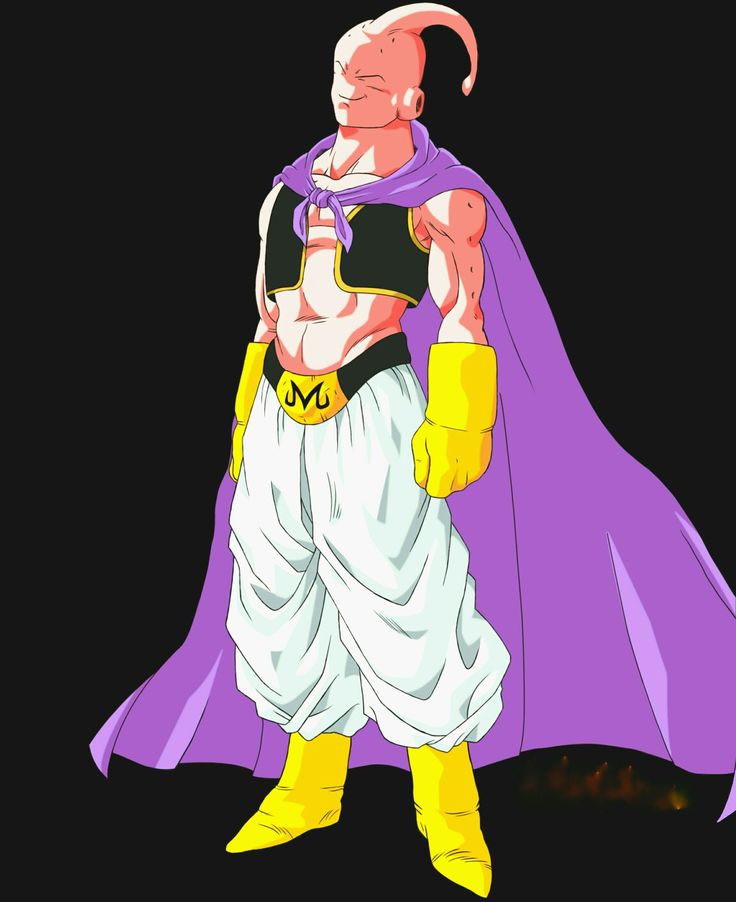 a cartoon character dressed in purple and yellow with a cape around his neck, standing on a black background