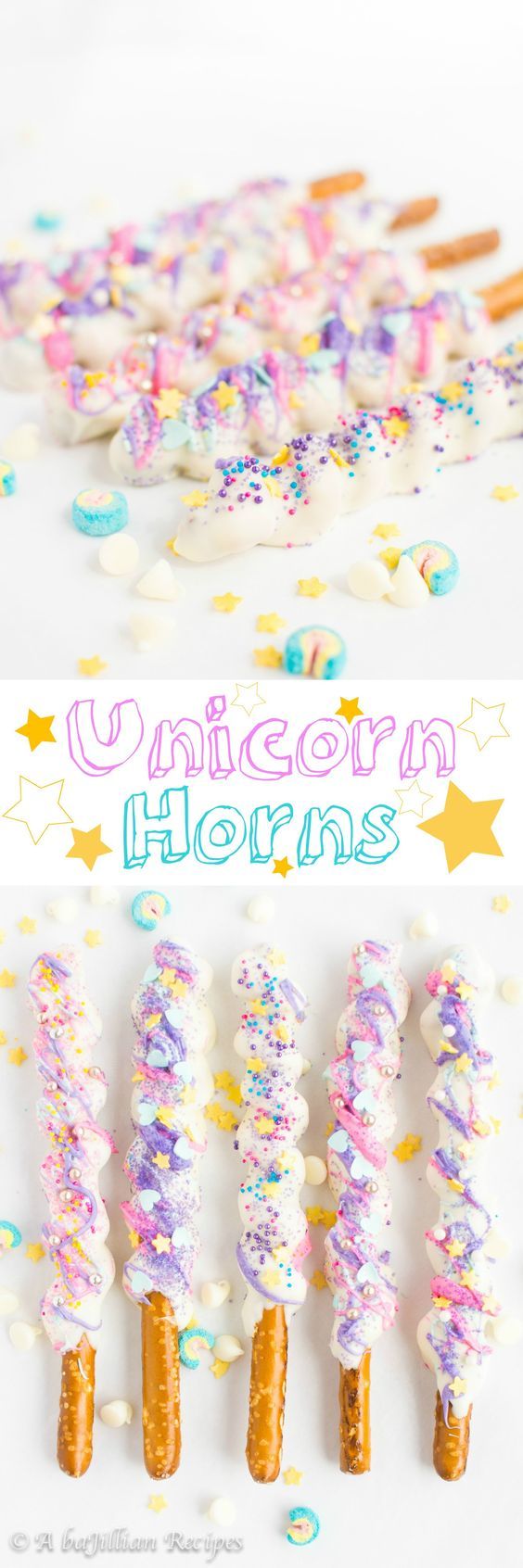 unicorn horns made out of sprinkles and confetti on sticks