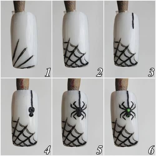 nails Cobweb Nail Art, Step By Step Nail Designs, Halloween Nail Art Tutorial, Halloween Nails Diy, Nail Art Halloween, Holloween Nails, Halloween Nails Easy, Nail Art For Beginners, Nail Art Designs Diy