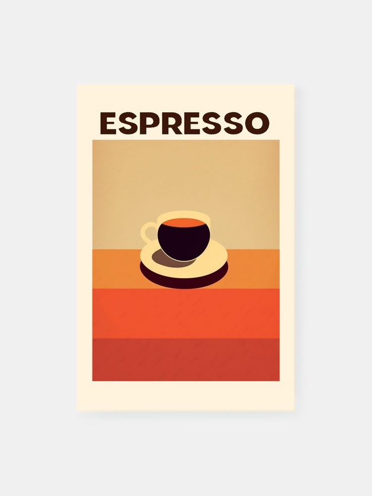 Abstract Redscale Espresso Poster Retro Coffee Poster, Cafe Artwork, Coffee Poster Design, Calming Cat, Cafe Posters, Art Deco Coffee, Tea Labels, Coffee Art Print, Simple Poster