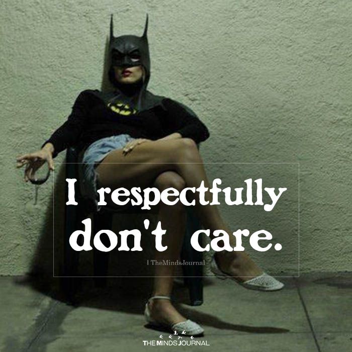 a woman sitting on top of a chair with a batman mask over her face and the words i respectfully don't care