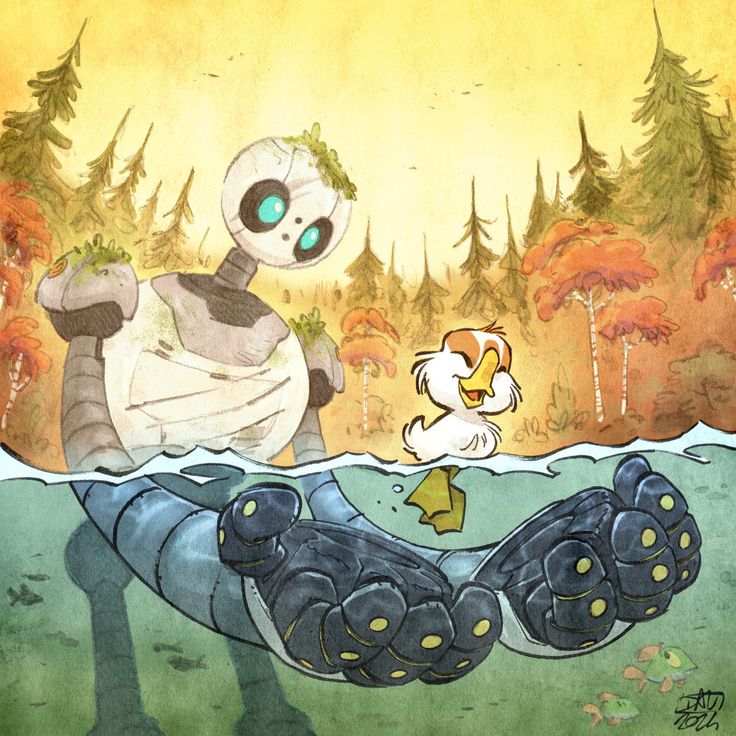 an image of a cartoon character floating in the water with his foot on another person's leg