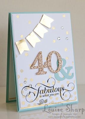 a birthday card with the number forty and some confetti on it's side