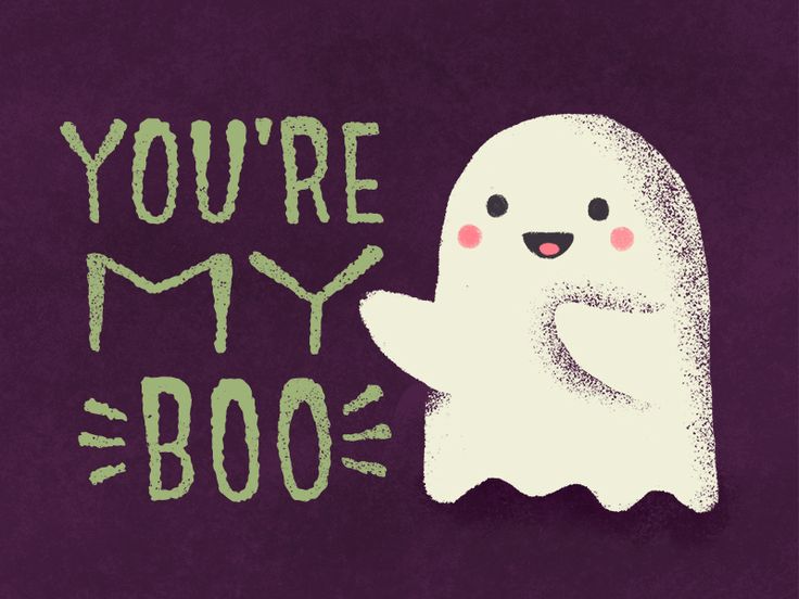 a cartoon ghost with the words you're my boo written in green on a purple background