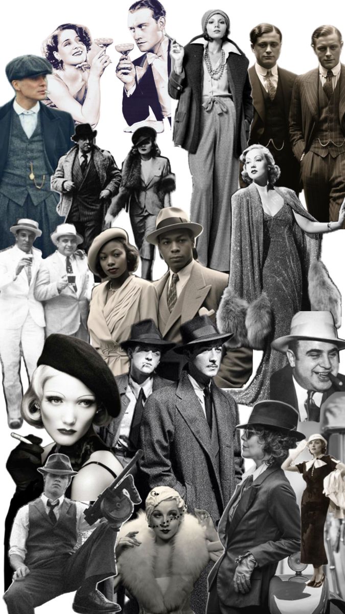 a collage of people dressed in vintage fashion