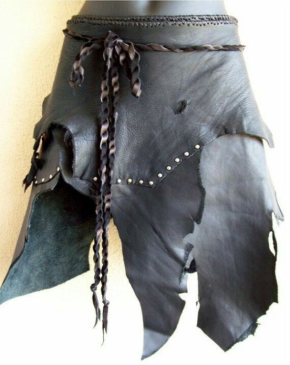 Steampunk  / festival Scrap Skirt, Strega Fashion, Dusty Brown, Steampunk Festival, Leather Scrap, Viking Costume, Black Leather Skirt, Larp Costume, Leather Armor