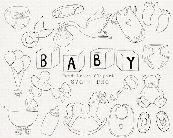 baby hand drawn clipart svg and png for cricut or silhouette