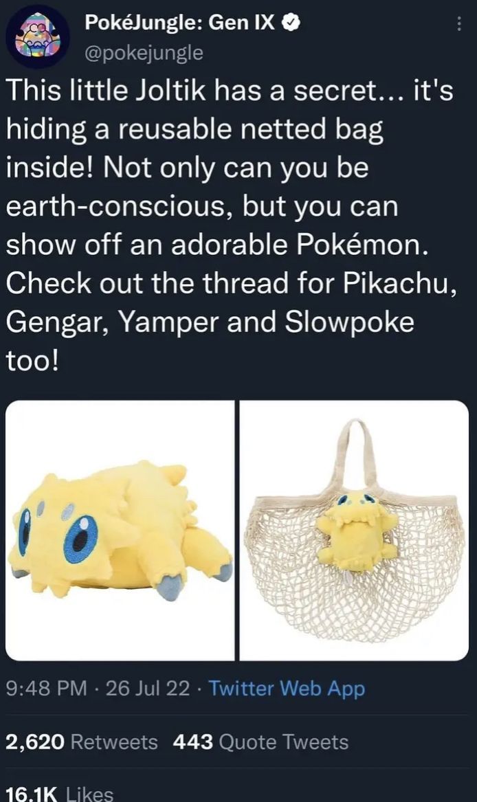 the pokemon stuffed animal has been placed on twitter