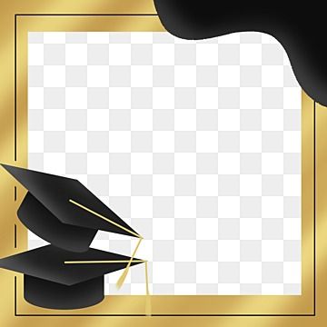 a gold frame with a graduation cap and gown on it, against a checkered background