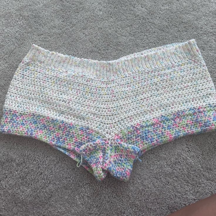 Multi Colored Hand Crocheted Shorts Took Me About A Week To Make Crocheted Shorts, Crochet Short, Hand Crochet, Multi Colored, Color White, Womens Shorts, Crochet, Women Shopping, White