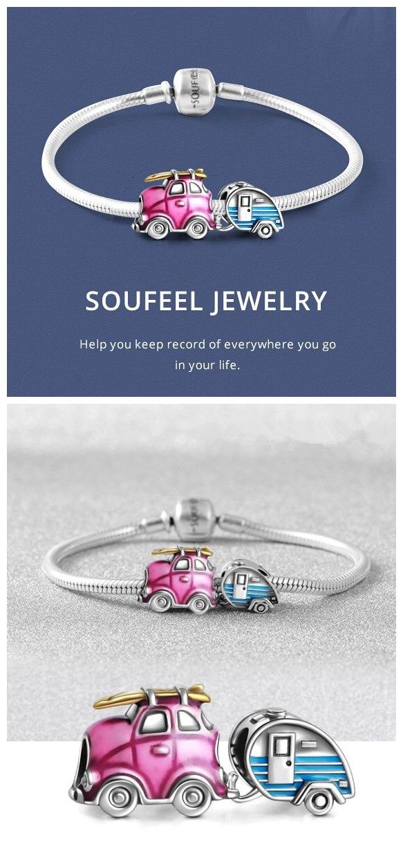 Soufeel Travel Car and Trailer Set Charms Bracelet. Record and accompany you every where you go in your life. Camper Art, Travel Car, Money Book, Photo Charms, Customized Jewelry, Charms Bracelet, Inexpensive Gift, Jewelry Unique, Pandora Bracelets