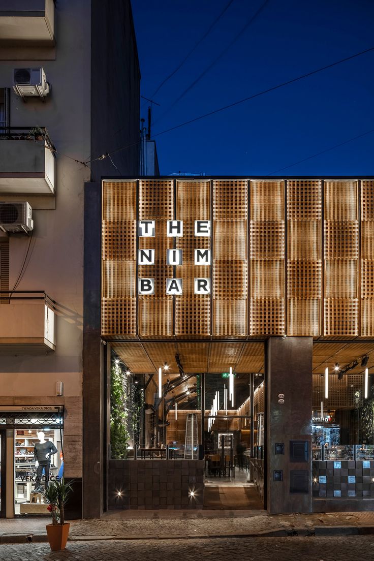 The Nim Bar on Behance Stone Floor Texture, Restaurant Facade, Coffee Shop Concept, Wood Facade, Shop Facade, Architecture Elevation, Architecture Panel, Luxury Bar, Concept Ideas