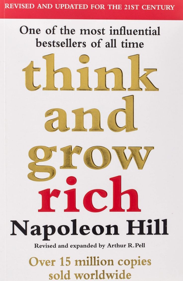 the book think and grow rich by napoleon hill is shown in gold foil on white paper