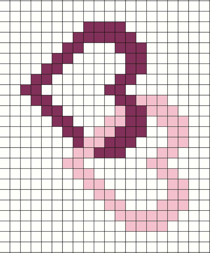 a cross stitch pattern with the letter d in purple and pink colors on white background