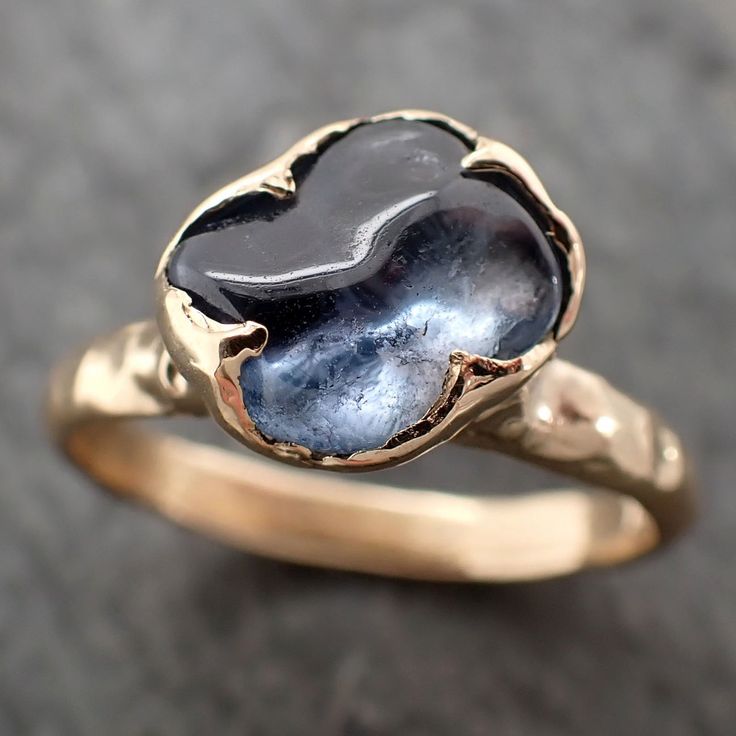 Sapphire Pebble candy yellow 18k gold Solitaire blue polished gemstone – by Angeline Deer Antler Jewelry, Dope Jewelry Accessories, Antler Jewelry, Raw Stone Jewelry, Raw Crystal Ring, Raw Gemstone Ring, Stone Jewellery, Handmade Fine Jewelry, Dope Jewelry