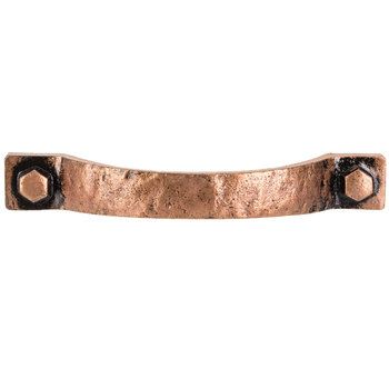 a copper colored metal handle with two holes on the end and one hole in the middle