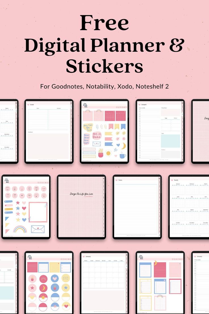 the free printable planner and stickers for planners, notebooks, and more